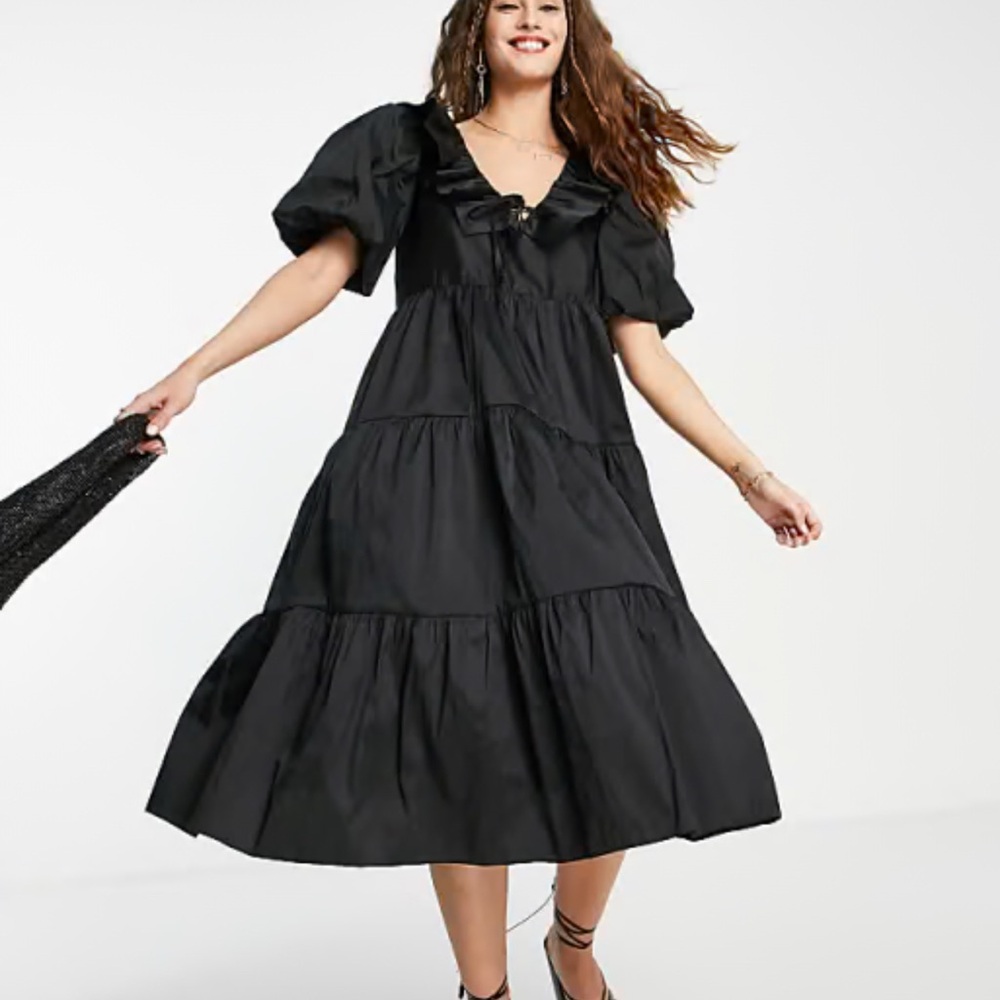 Topshop tie front taffeta dress